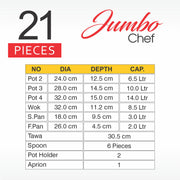 21 Pieces AR Marble Coated Non Stick Jumbo Chef Set - Black