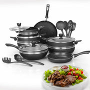17 Pieces AR Marble Coated Non Stick P 17 - Black