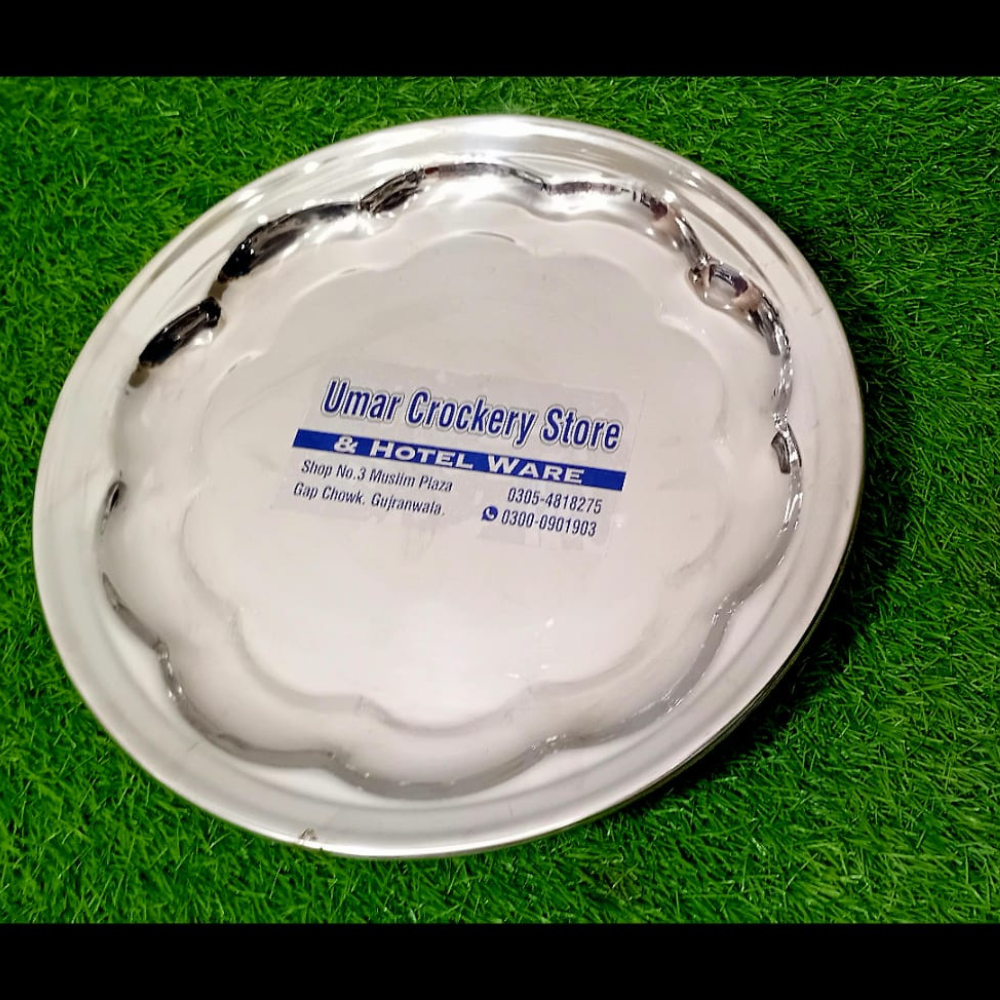 Stainless Steel Nagina Thaal Traditional Serving Tray Full View