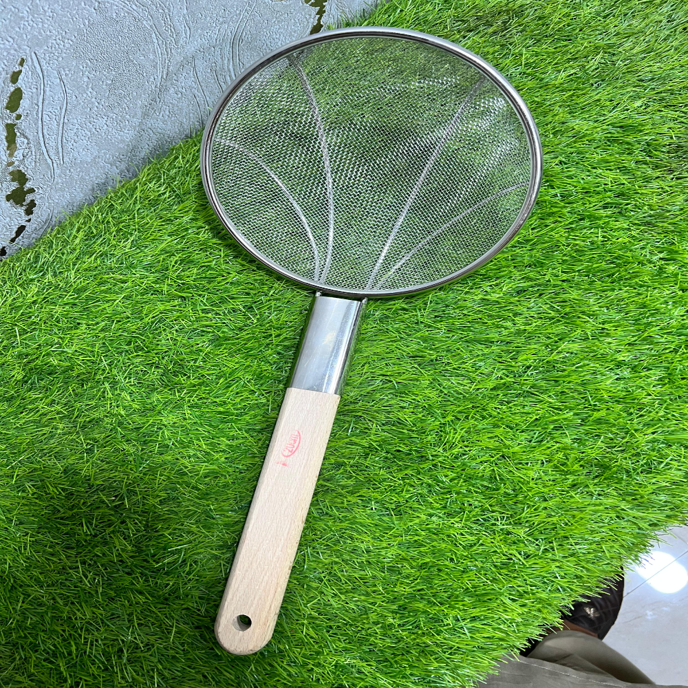Stainless Steel Strainer Frying Jali with Wooden Handle