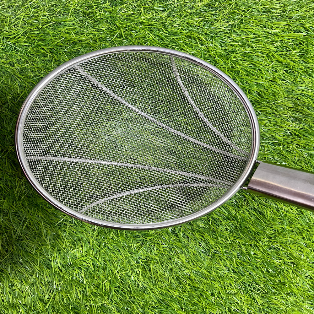 Stainless Steel Strainer Frying Jali with Wooden Handle