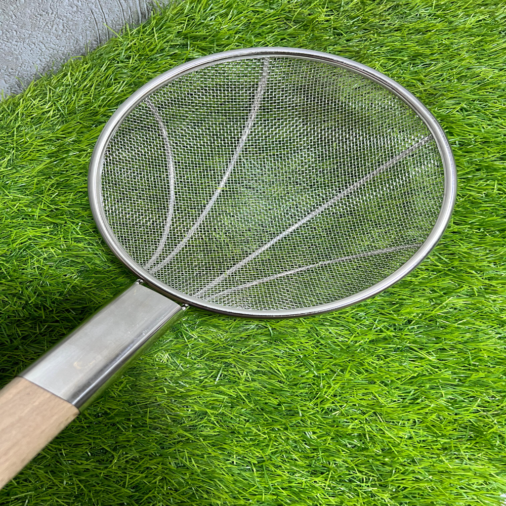 Stainless Steel Strainer Frying Jali with Wooden Handle