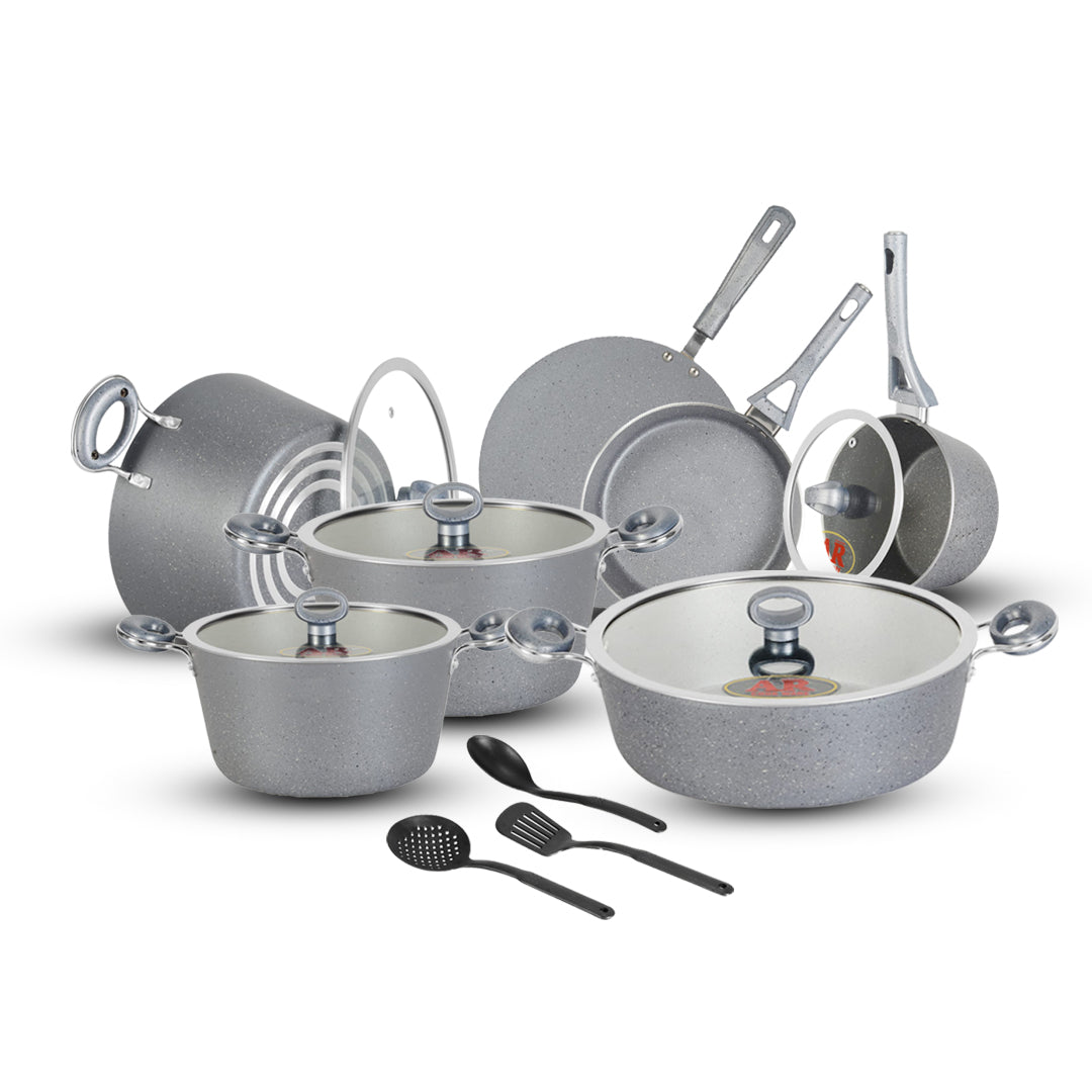 AR 21 Pieces Nonstick Marble Coated Turkish Cookware Gift Pack