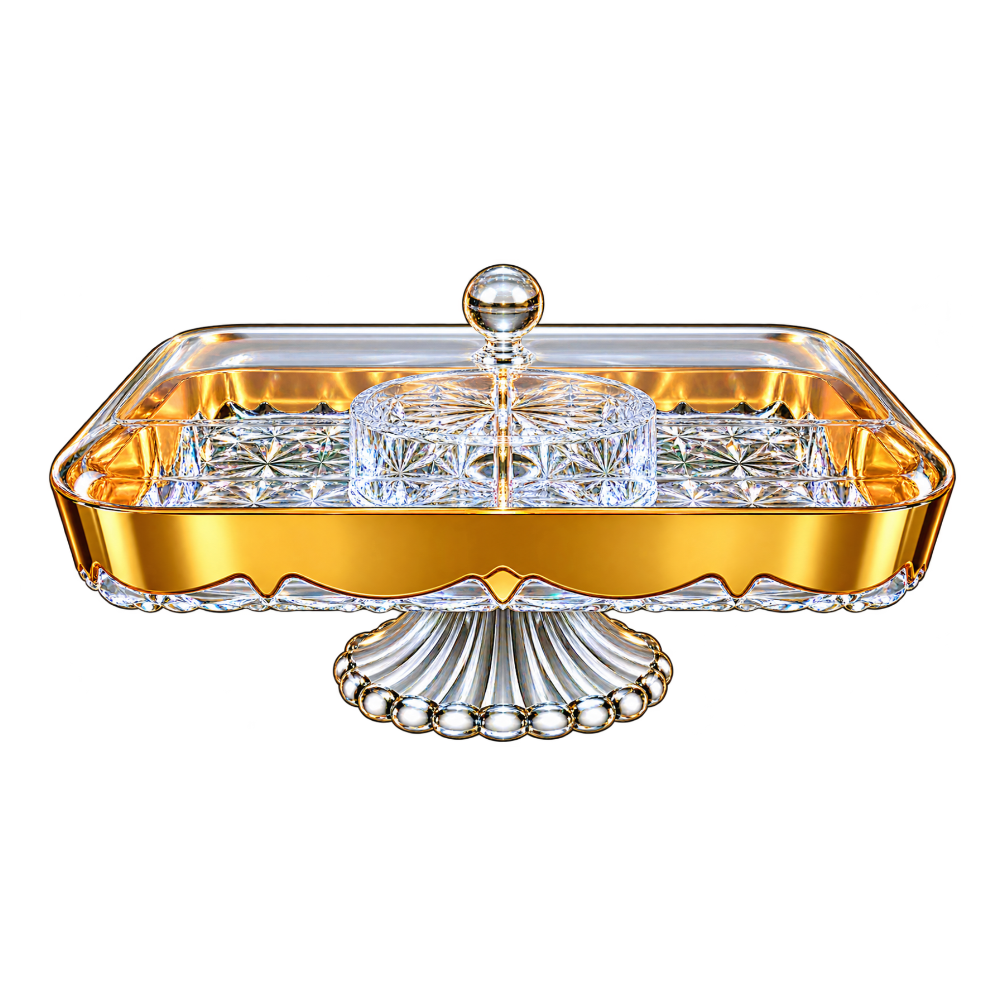 Acrylic Dry Fruit Dish with Stand – Elegant Multi-Section Snack & Dry Fruit Server