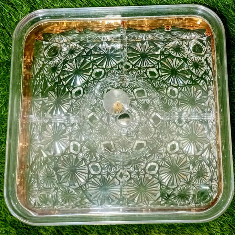 Acrylic Dry Fruit Dish with Stand – Elegant Multi-Section Snack & Dry Fruit Server
