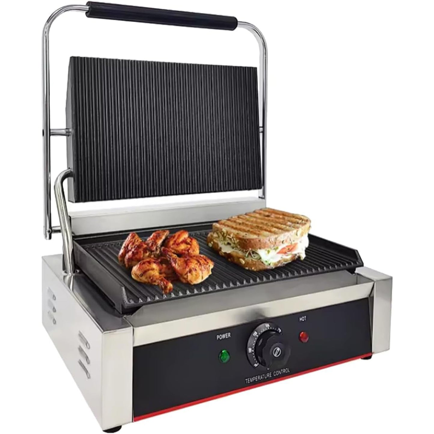 EVOR Commercial Panini Press Grill, 19"x9" Electric Sandwich Maker Griddle Plate