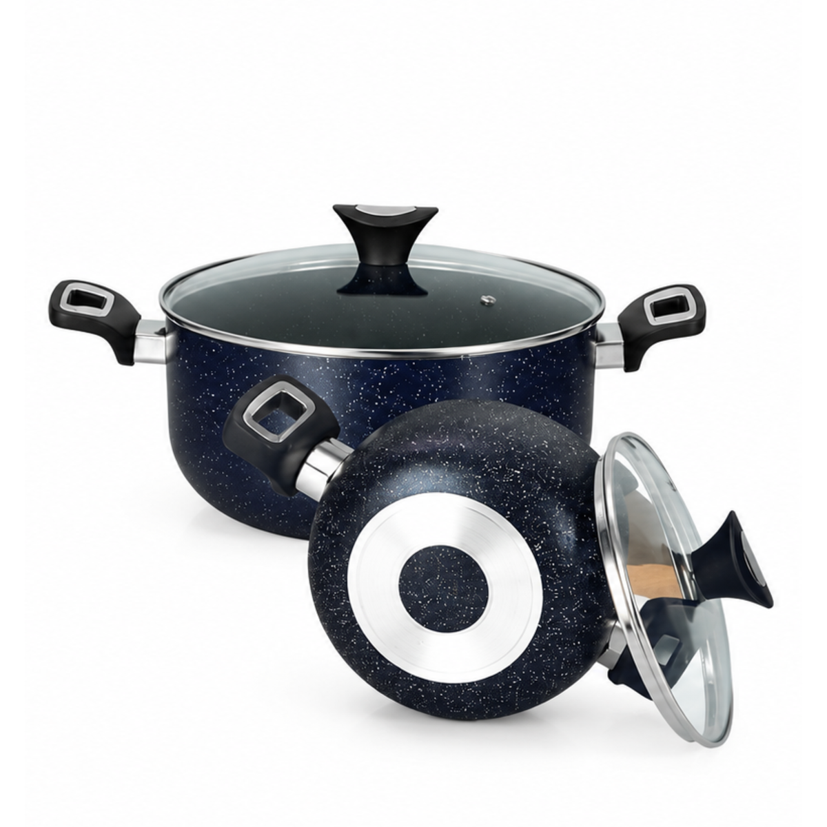18 Pieces AR Marble Glory Cookware Black | Kitchen Gift Set