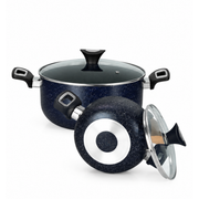 18 Pieces AR Marble Glory Cookware Black | Kitchen Gift Set