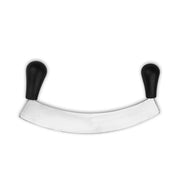 Double Handle Crescent Chopper Blade Mezzaluna Knife and Pizza Cutter Rocker -Large