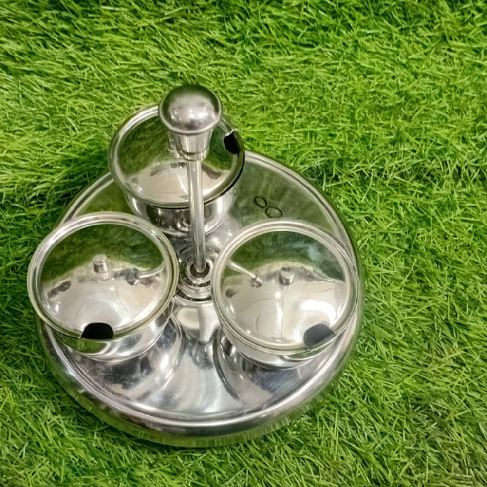 3-Pcs Stainless Steel Sauce Set with Stand