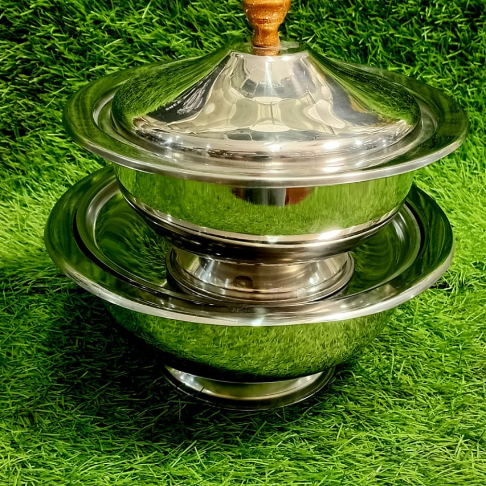 2pcs -Stainless Steel Donga Set with Wooden Knob Lid