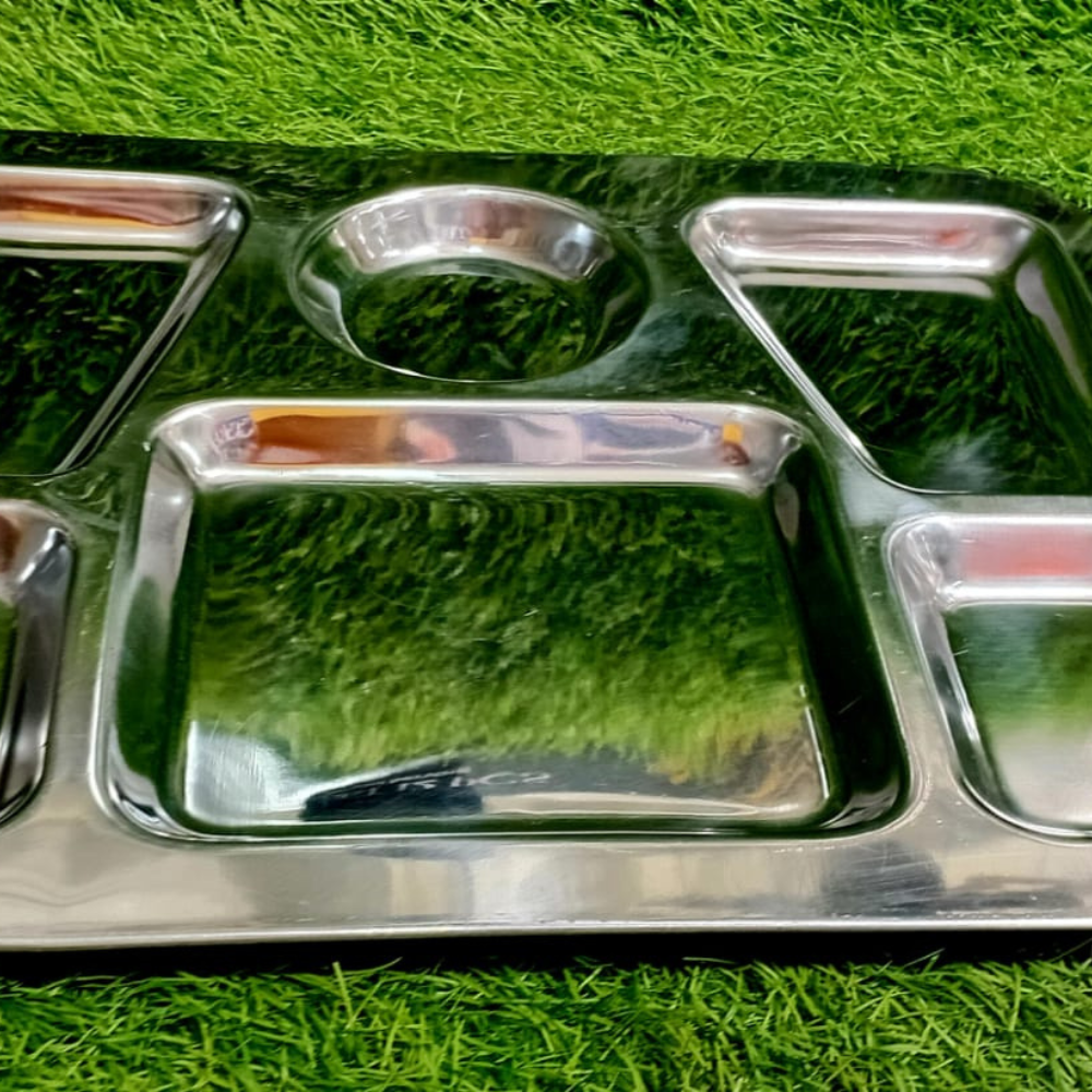 Stainless Steel 6-Compartment Serving Tray