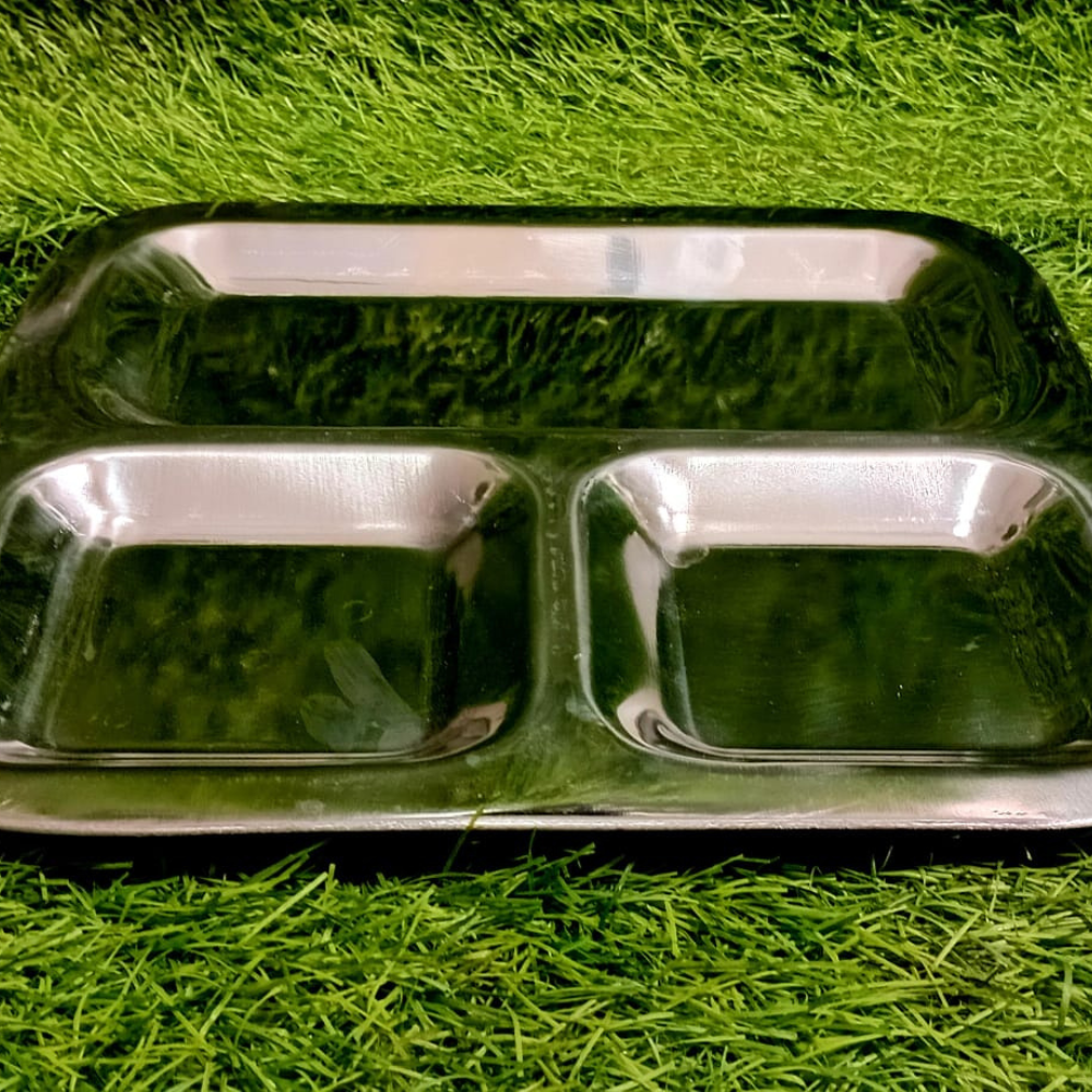 Stainless Steel 3-Compartment Serving Tray