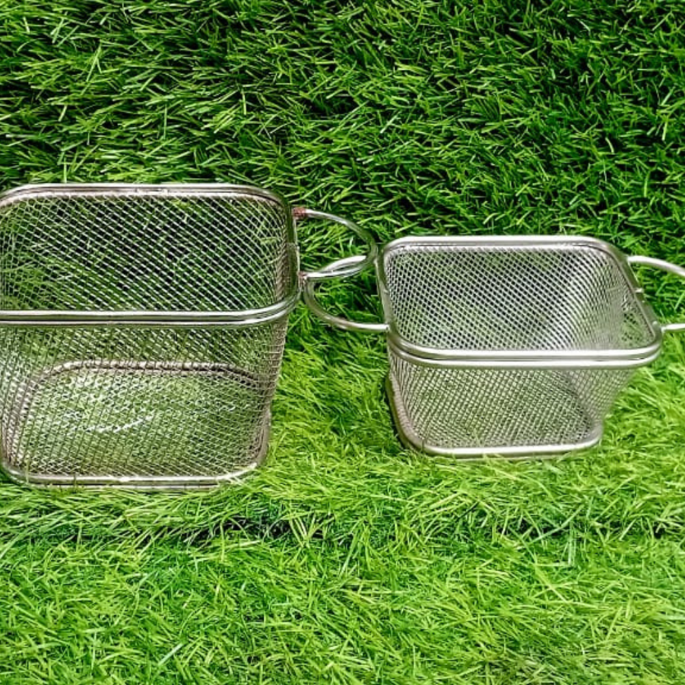 Pakistan-Made Stainless Steel Fries Basket with Double Handle
