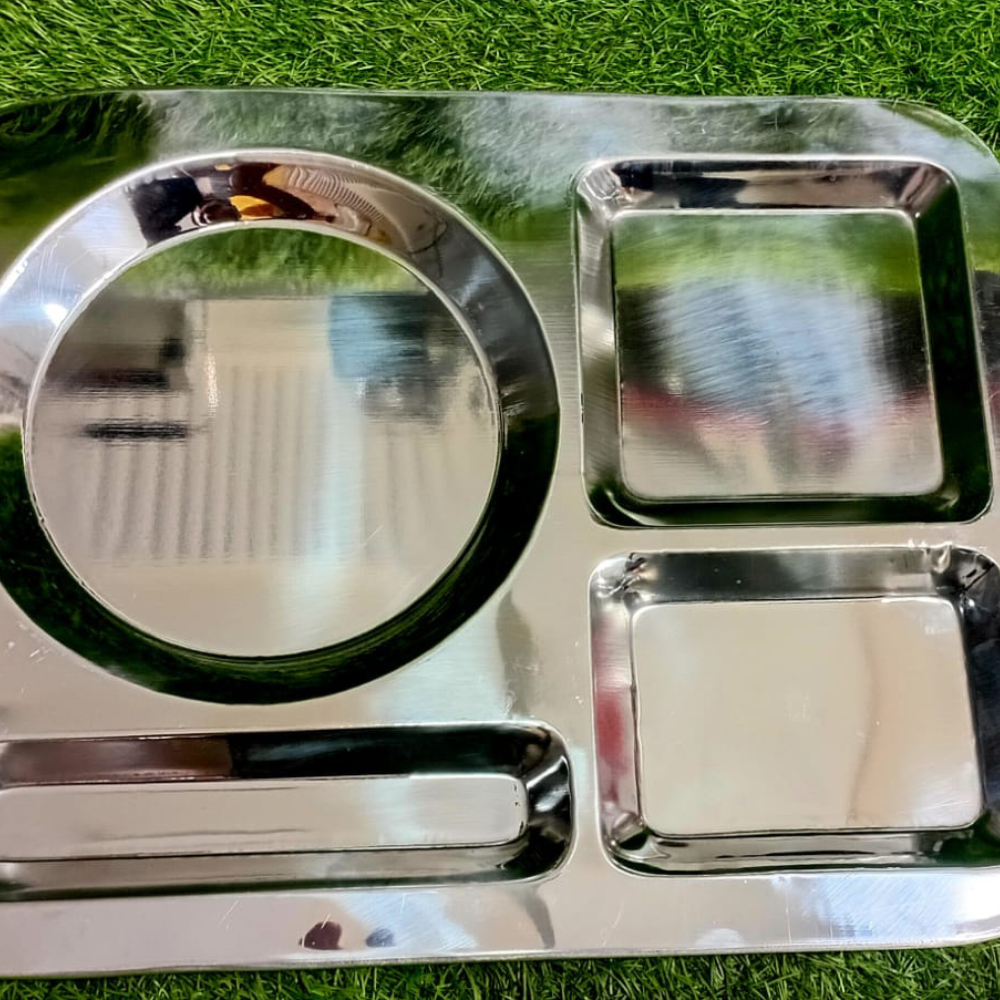 Stainless Steel 4-Compartment Serving Tray