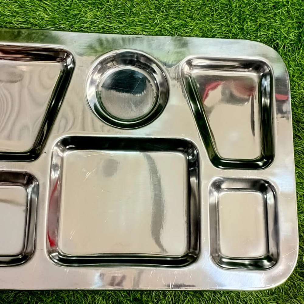 Stainless Steel 6-Compartment Serving Tray