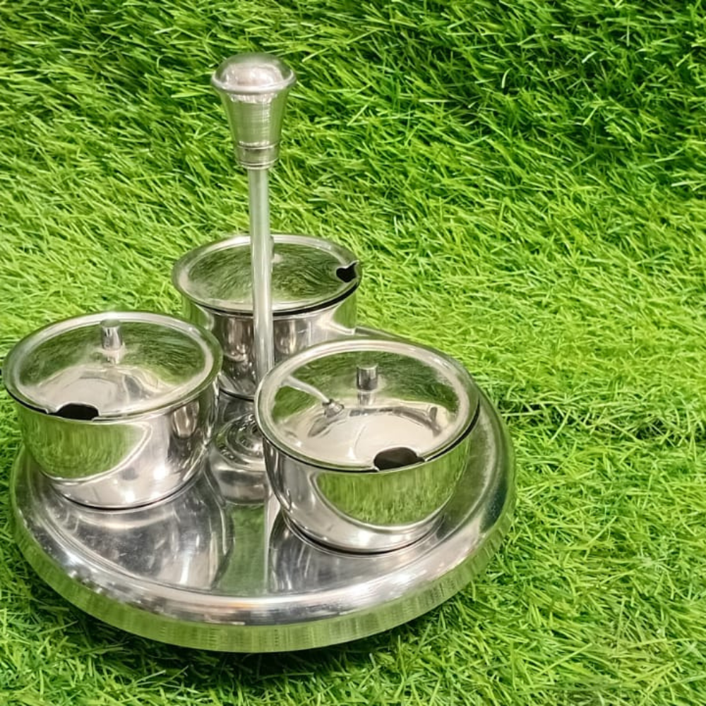 3-Pcs Stainless Steel Sauce Set with Stand