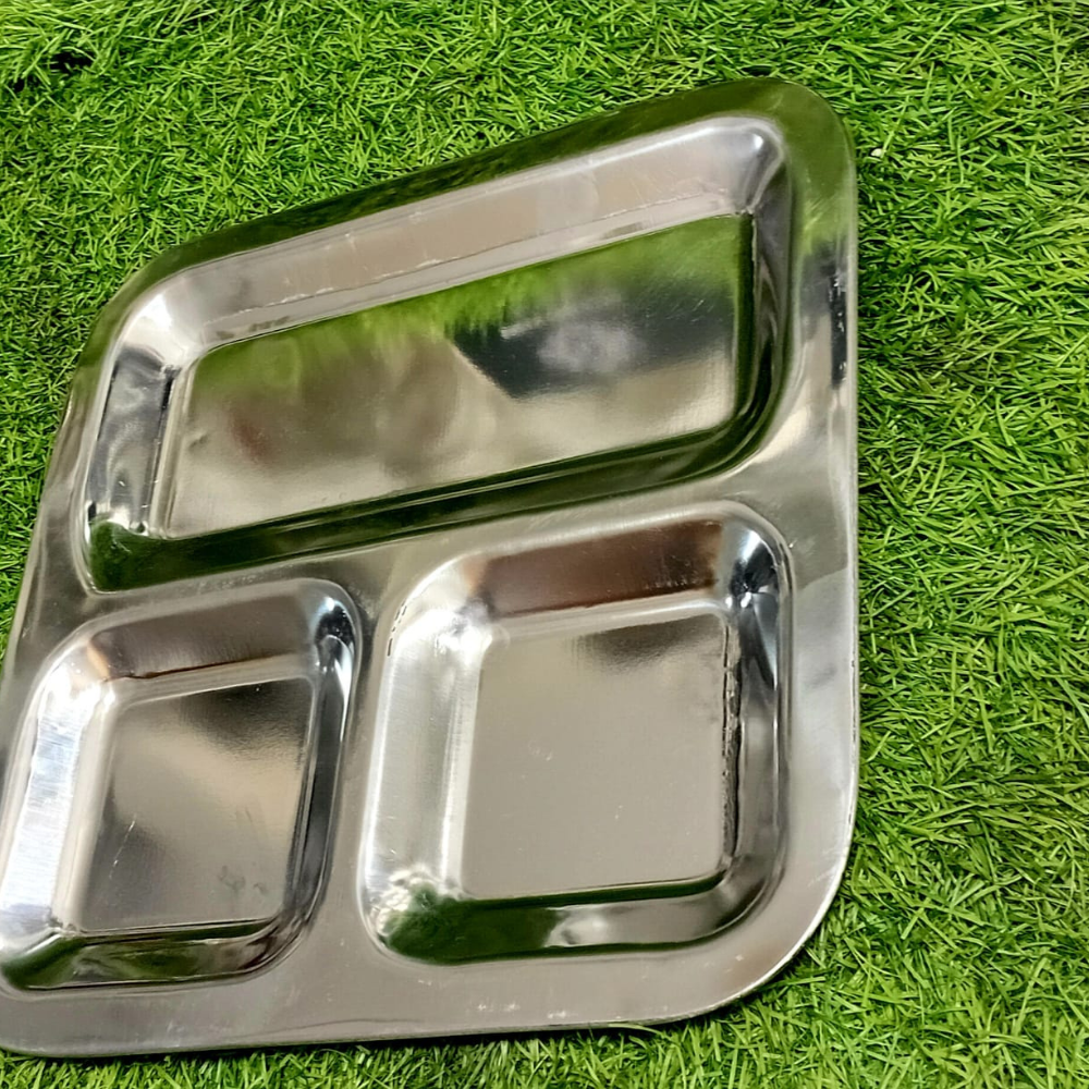 Stainless Steel 3-Compartment Serving Tray