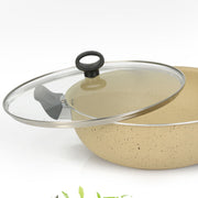 AR Marble Coated Non Stick Wok Karahi - Off White