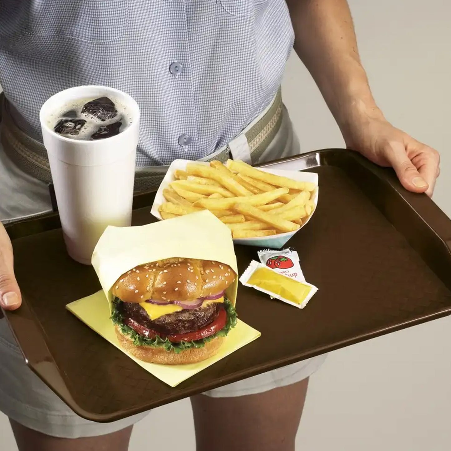Unbreakable ABS Plastic Serving Trays Antiskid Fast Food Tray
