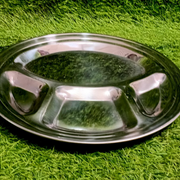 Round Stainless Steel 4-Compartment Serving Tray