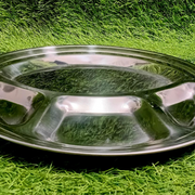 Round Stainless Steel 4-Compartment Serving Tray