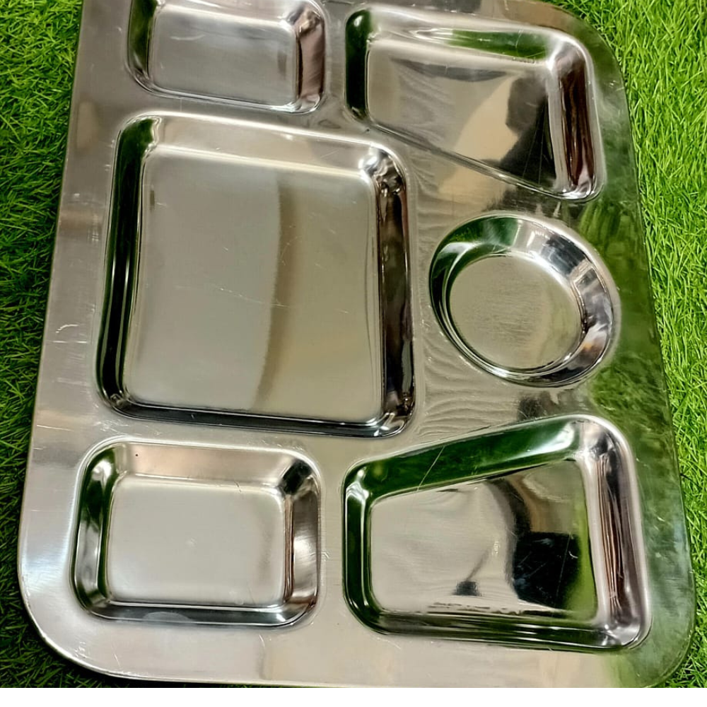 Stainless Steel 6-Compartment Serving Tray