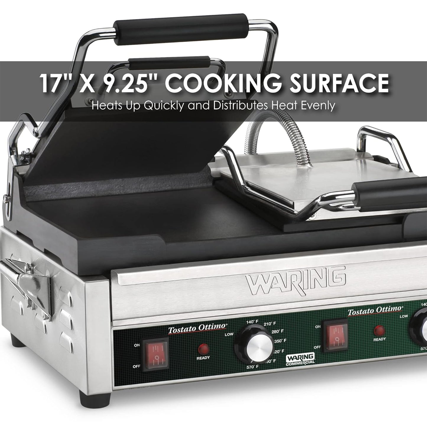 EVOR Commercial Panini Press Grill, 19"x9" Electric Sandwich Maker Griddle Plate