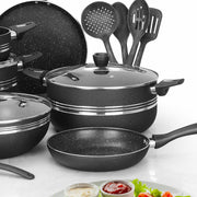 17 Pieces AR Marble Coated Non Stick P 17 - Black