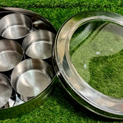Stainless Steel Round Masala Box – 7 Katori