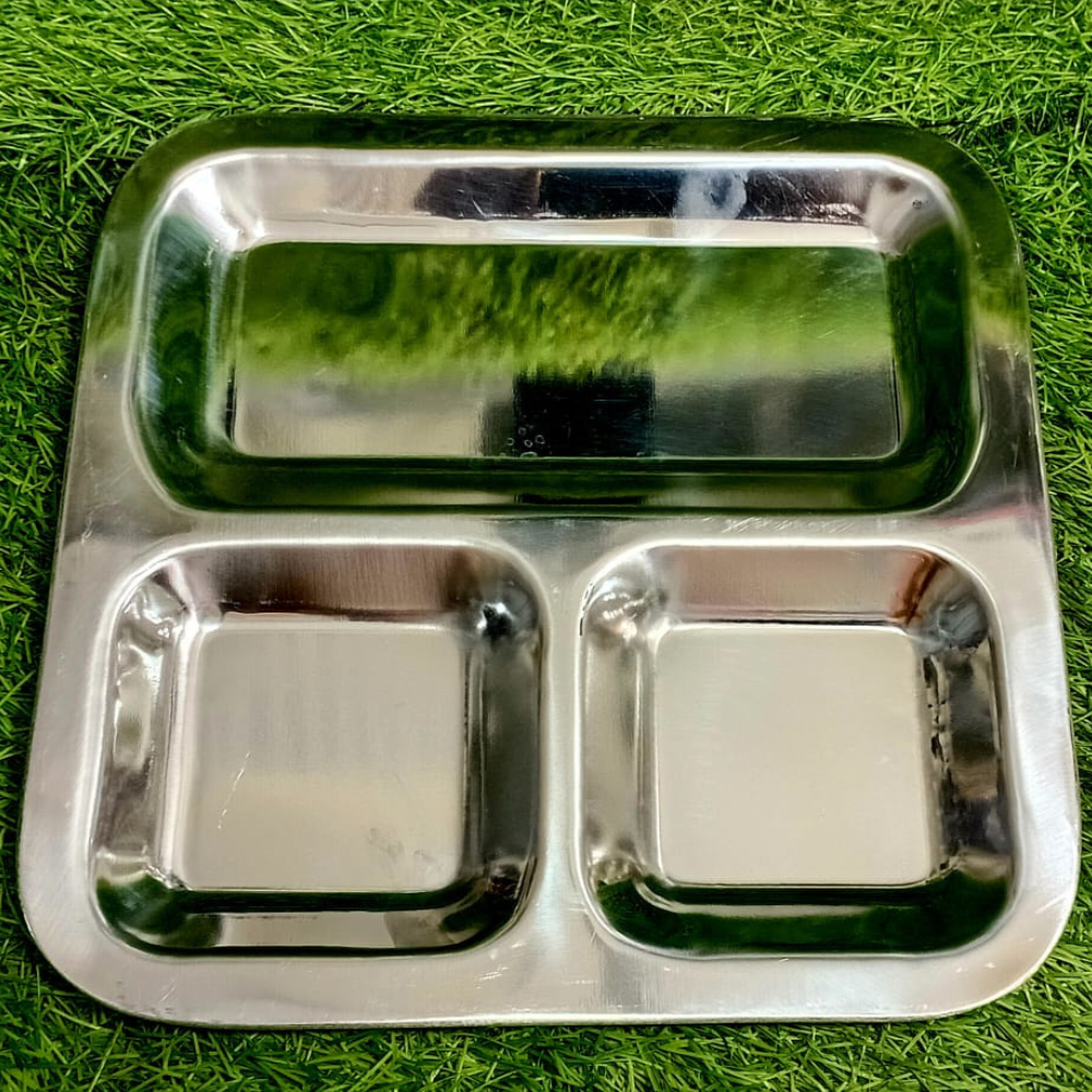 Stainless Steel 3-Compartment Serving Tray