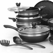 17 Pieces AR Marble Coated Non Stick P 17 - Black