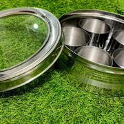 Stainless Steel Round Masala Box – 5 Katori