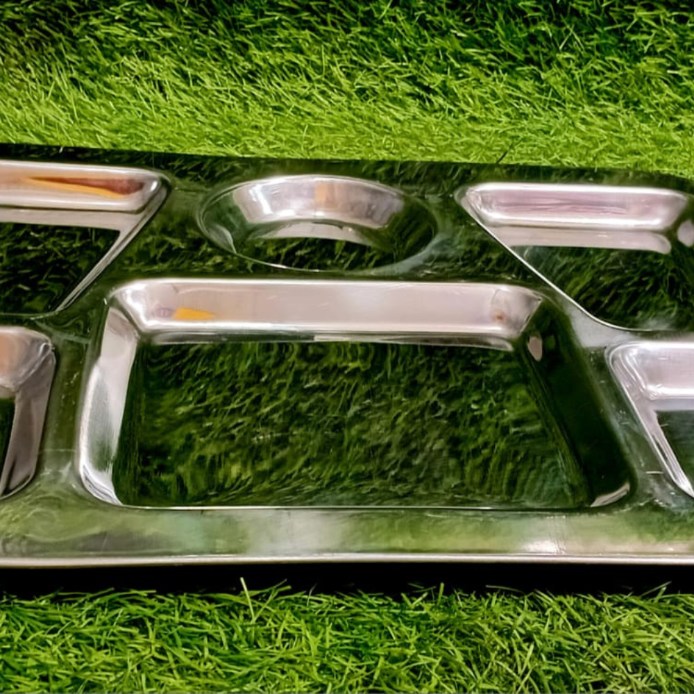 Stainless Steel 6-Compartment Serving Tray