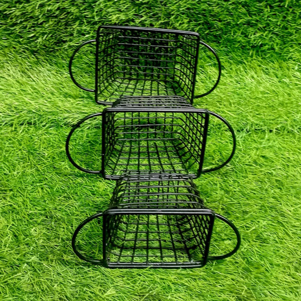 Black Fries Basket with Non-Stick Coating and Double Handles