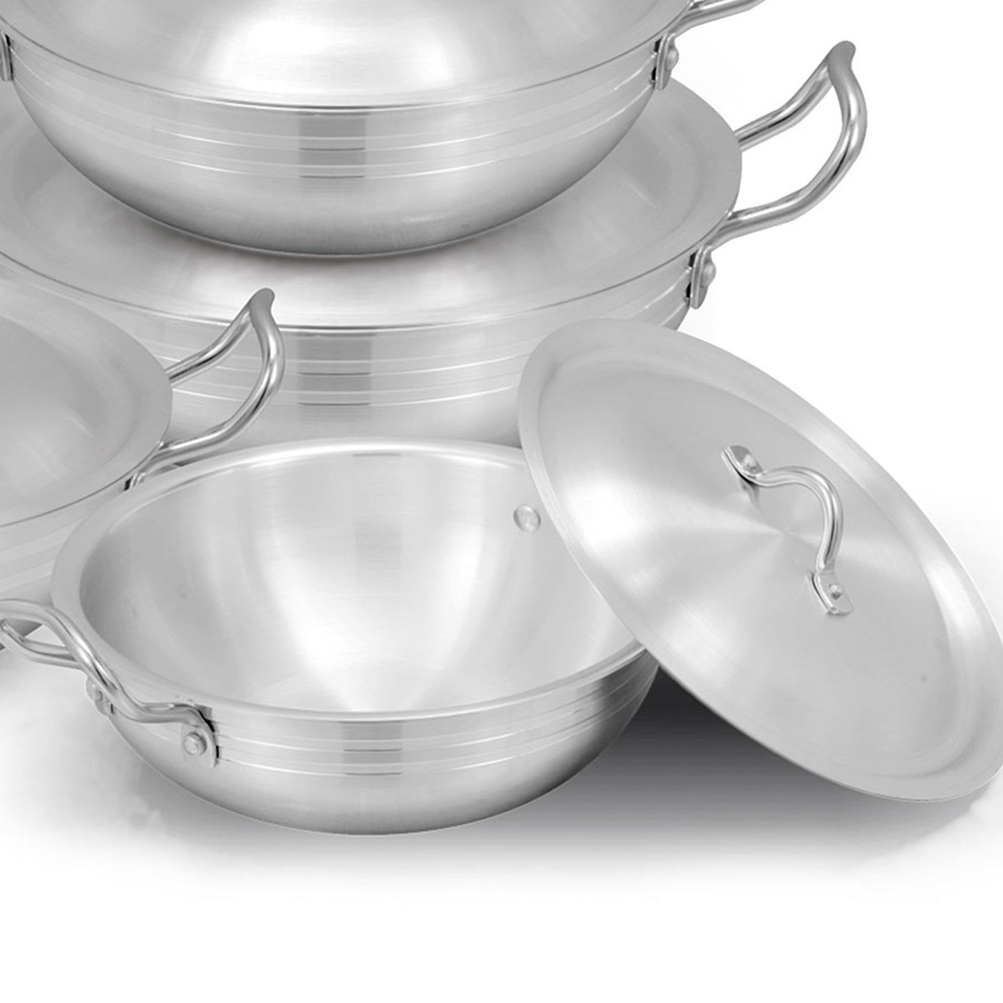 8 Pieces AR Metal Finish Round Wok Set