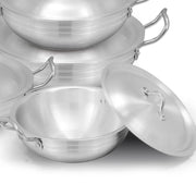8 Pieces AR Metal Finish Round Wok Set