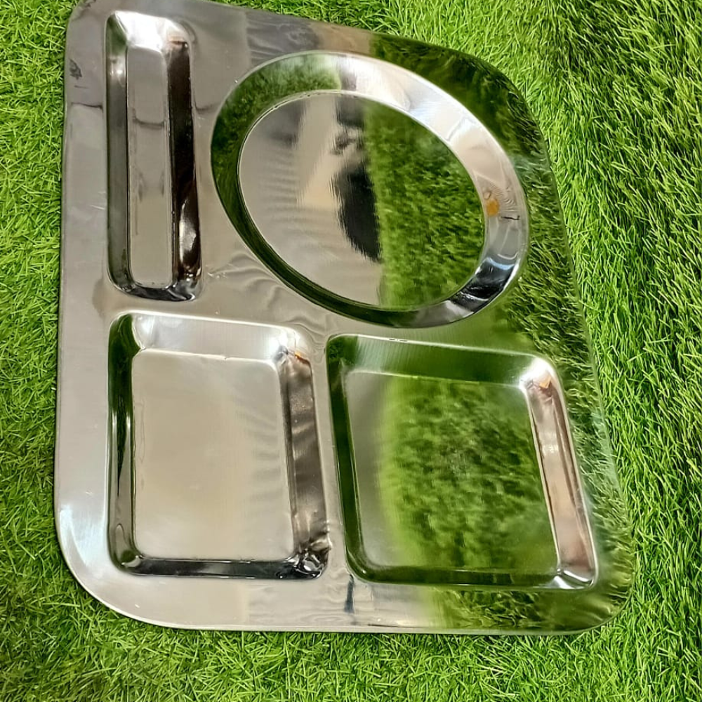Stainless Steel 4-Compartment Serving Tray