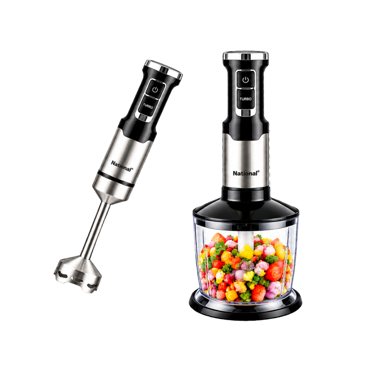 National HAA-1203 Hand Blender 5 in 1 with Chopper, Whisk & Coffee Beater