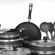 17 Pieces AR Marble Coated Non Stick P 17 - Black