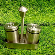 Stainless Steel 2-Pcs Salt Shaker Set with Stand