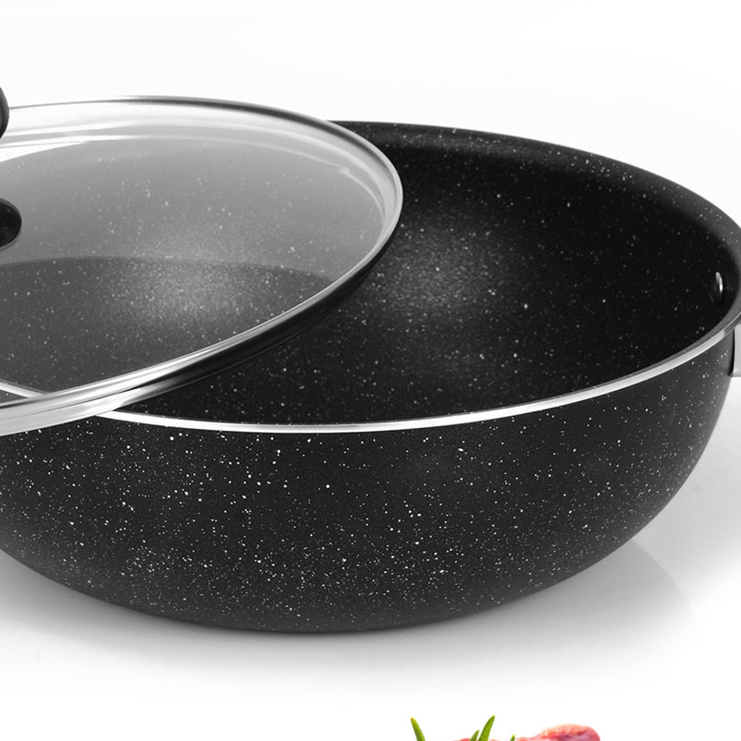 AR Marble Coated Non Stick Wok Karahi - Black