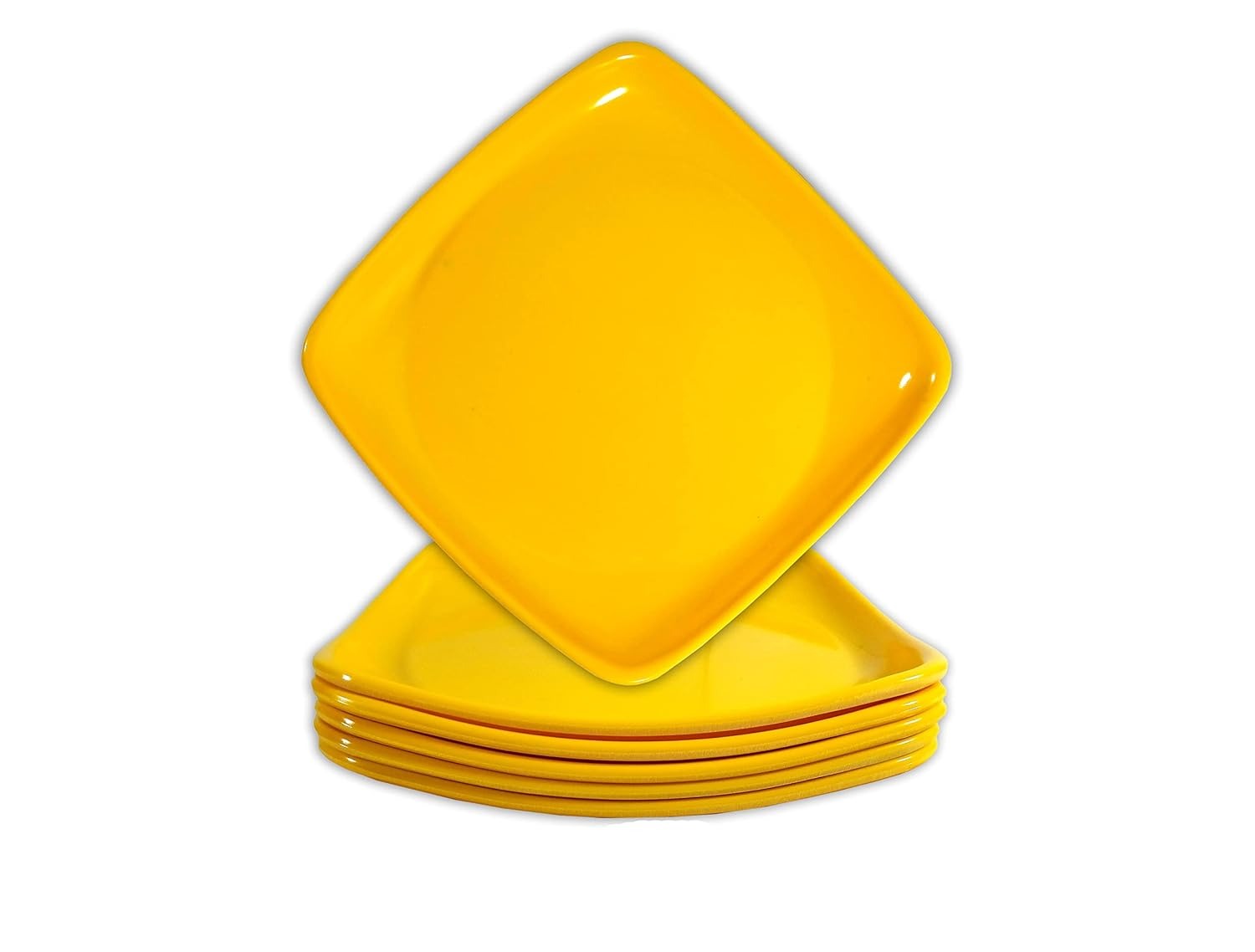 Set of 6 Melamine Snacks Plate Square - Yellow