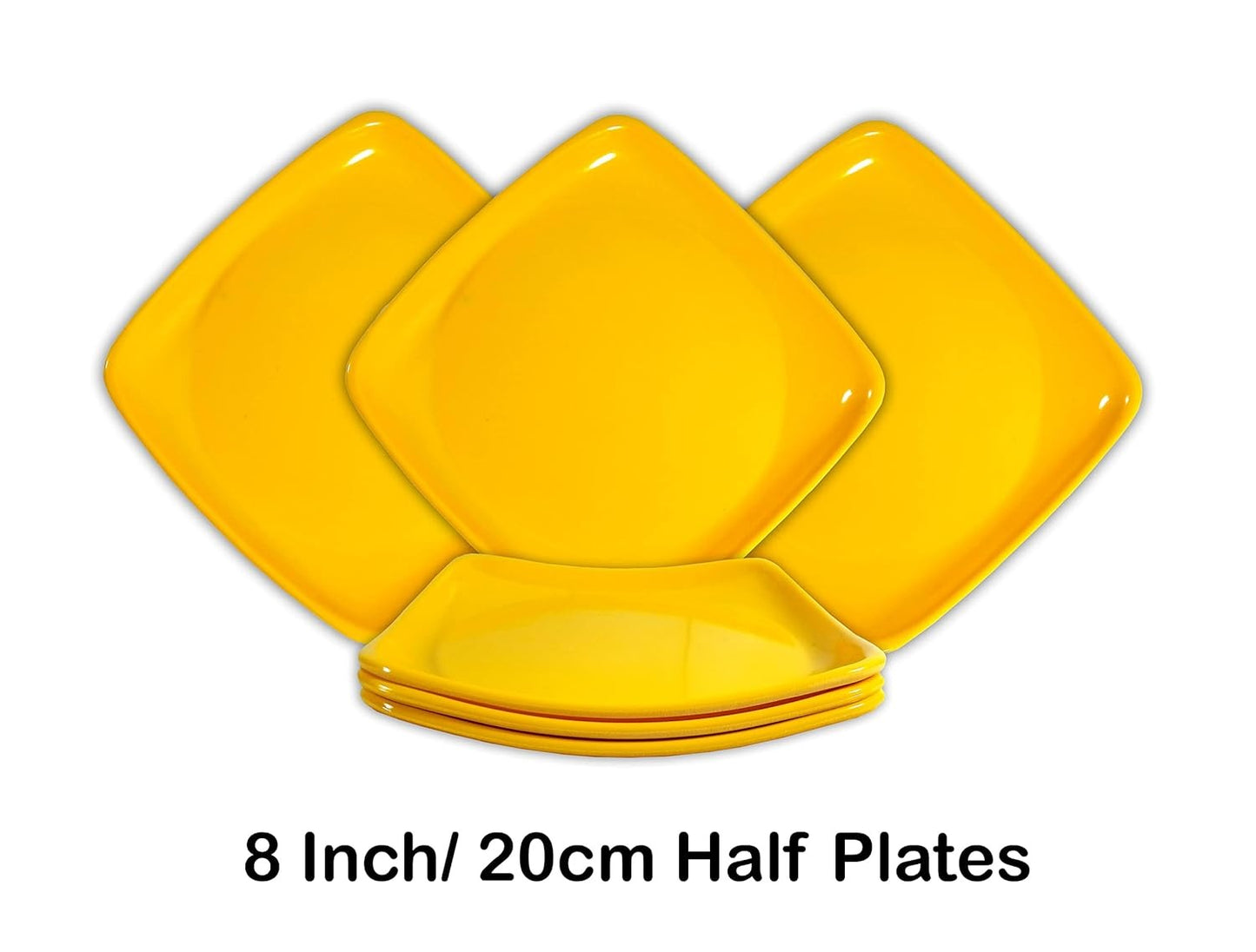 Set of 6 Melamine Snacks Plate Square - Yellow