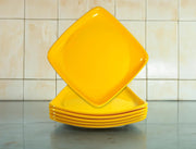 Set of 6 Melamine Snacks Plate Square - Yellow