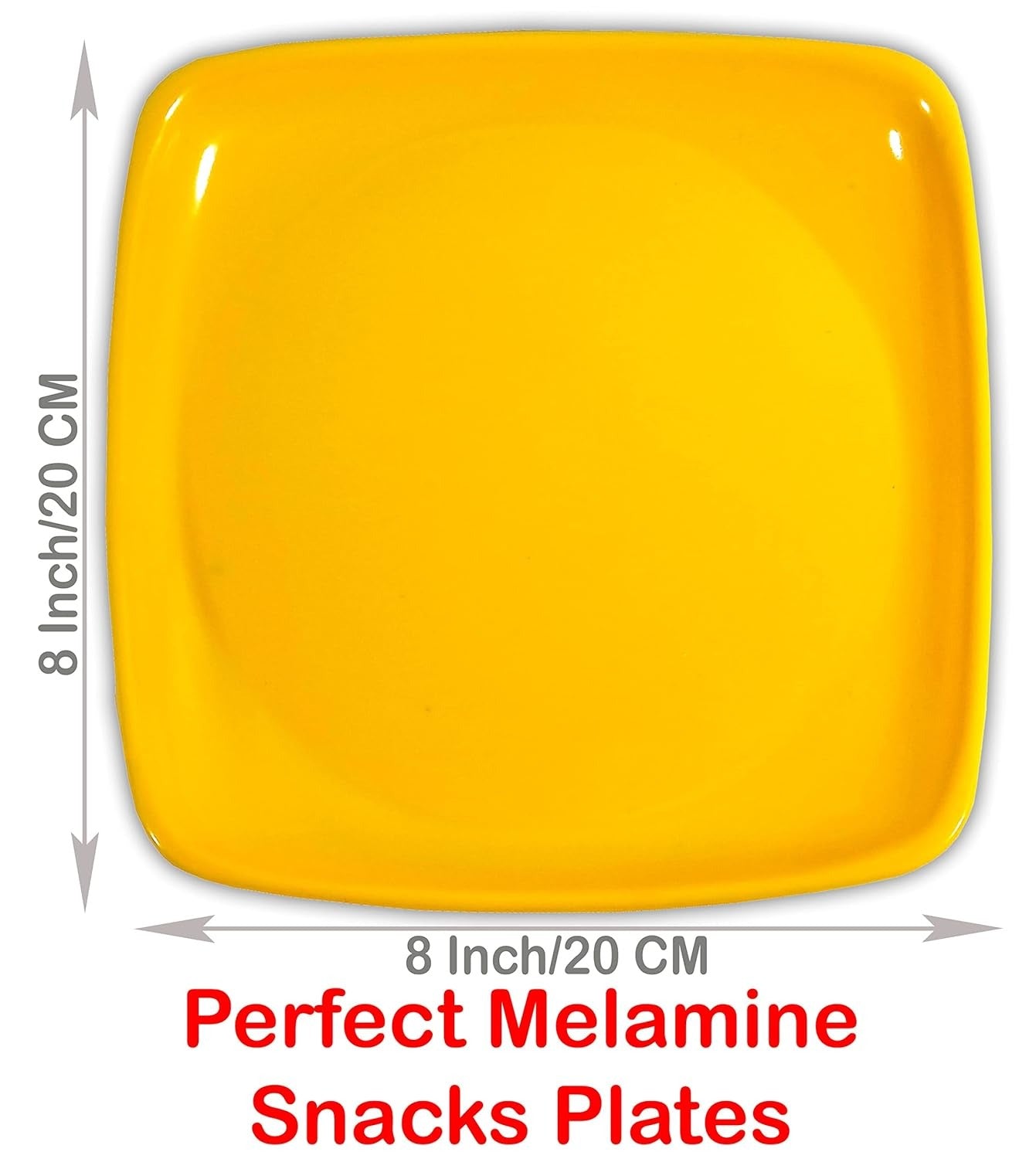 Set of 6 Melamine Snacks Plate Square - Yellow