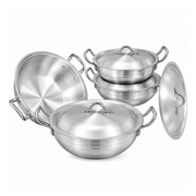 8 Pieces AR Jumbo Wok Round Set | Heavy Duty Cooking Set