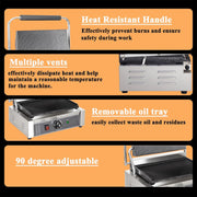 EVOR Commercial Panini Press Grill, 19"x9" Electric Sandwich Maker Griddle Plate
