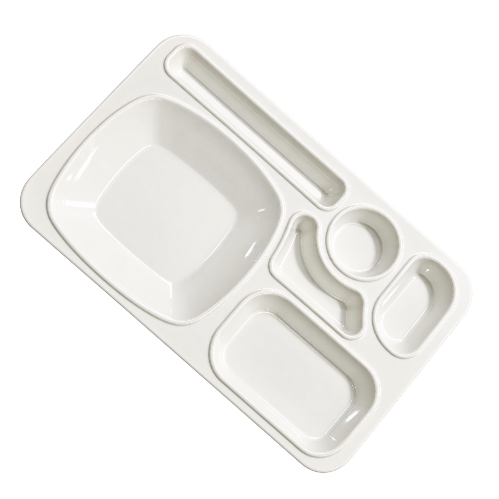 Rectangular Melamine Serving Tray – 6 Portion Divided Food & Snack Platter