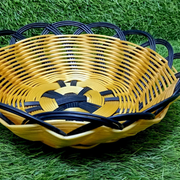 Elegant woven bread basket with a breathable texture and clean lines, styled for a casual family meal.